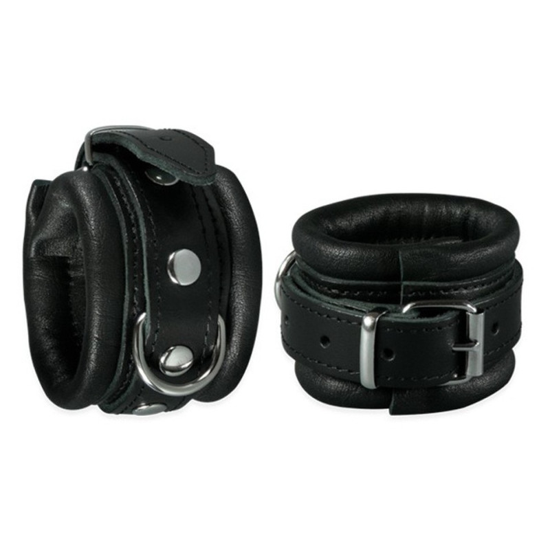 Kiotos Menottes en cuir pour poignets 5cm Noir